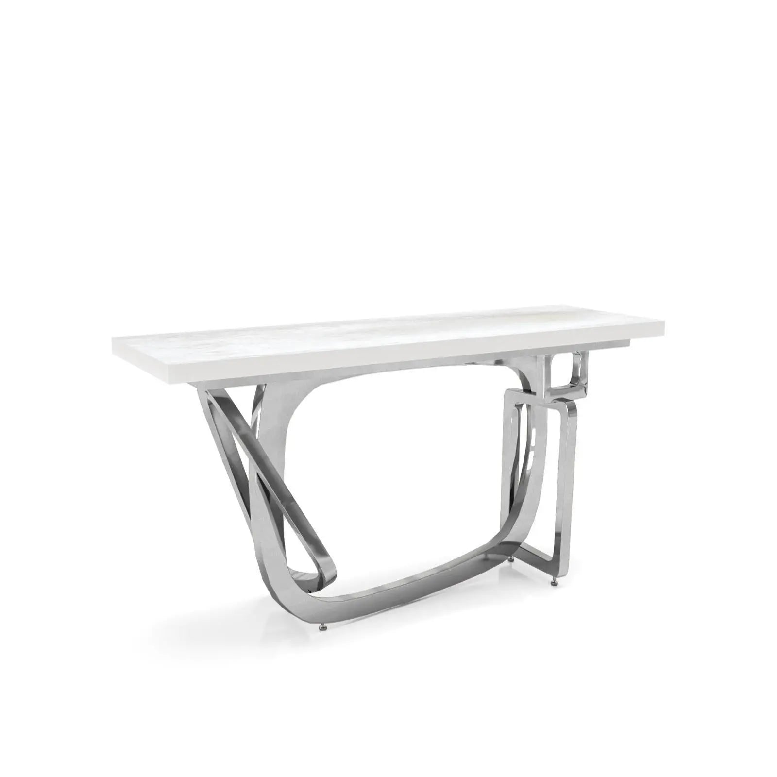 Flow Silver White Art Large Console Table