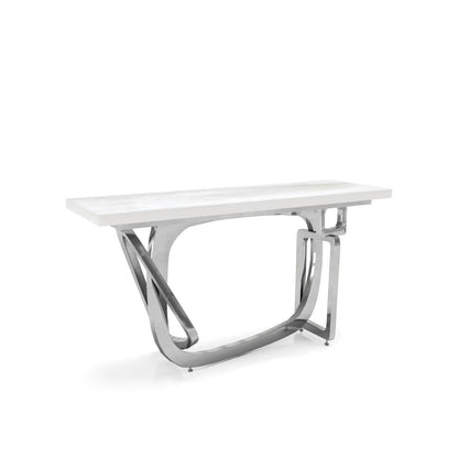 Flow Silver White Art Large Console Table