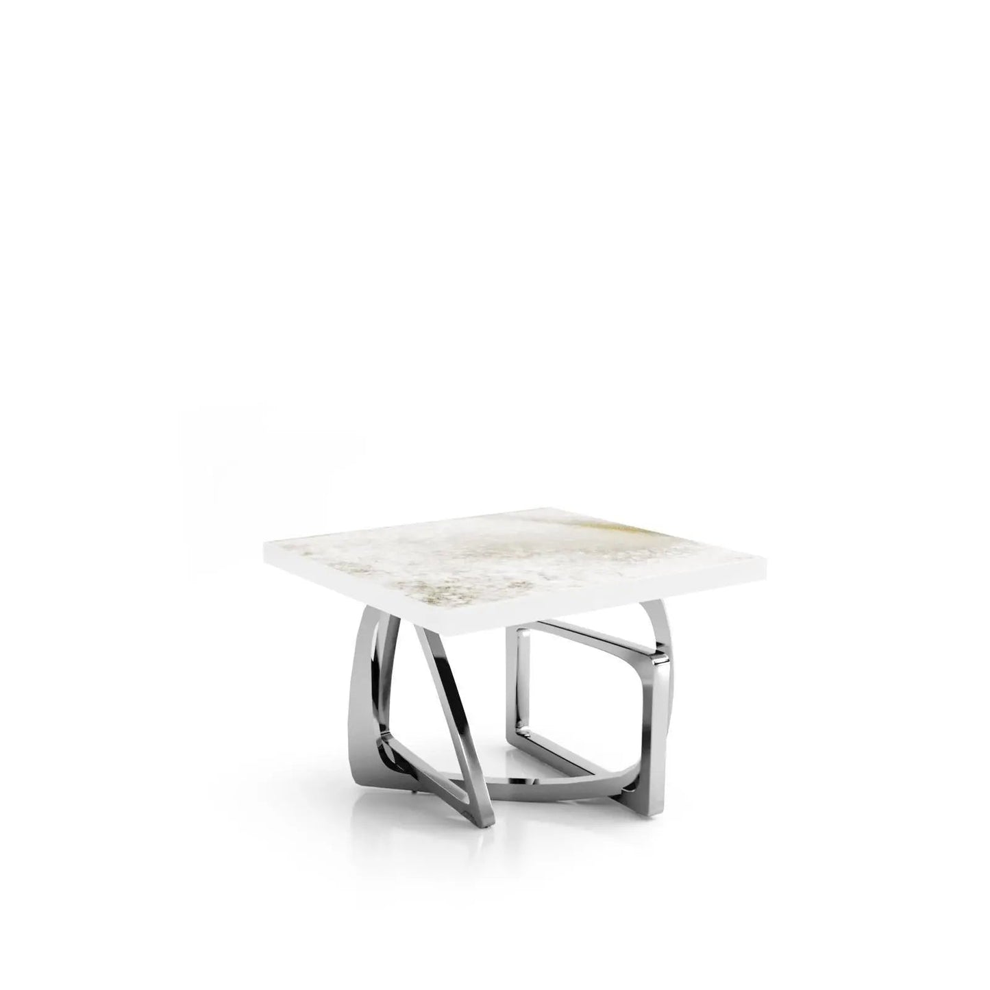 Flow Silver White Art Large End Table