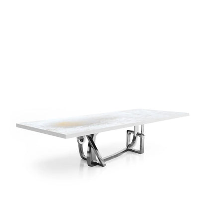 Flow Silver White Art Small Dining Table
