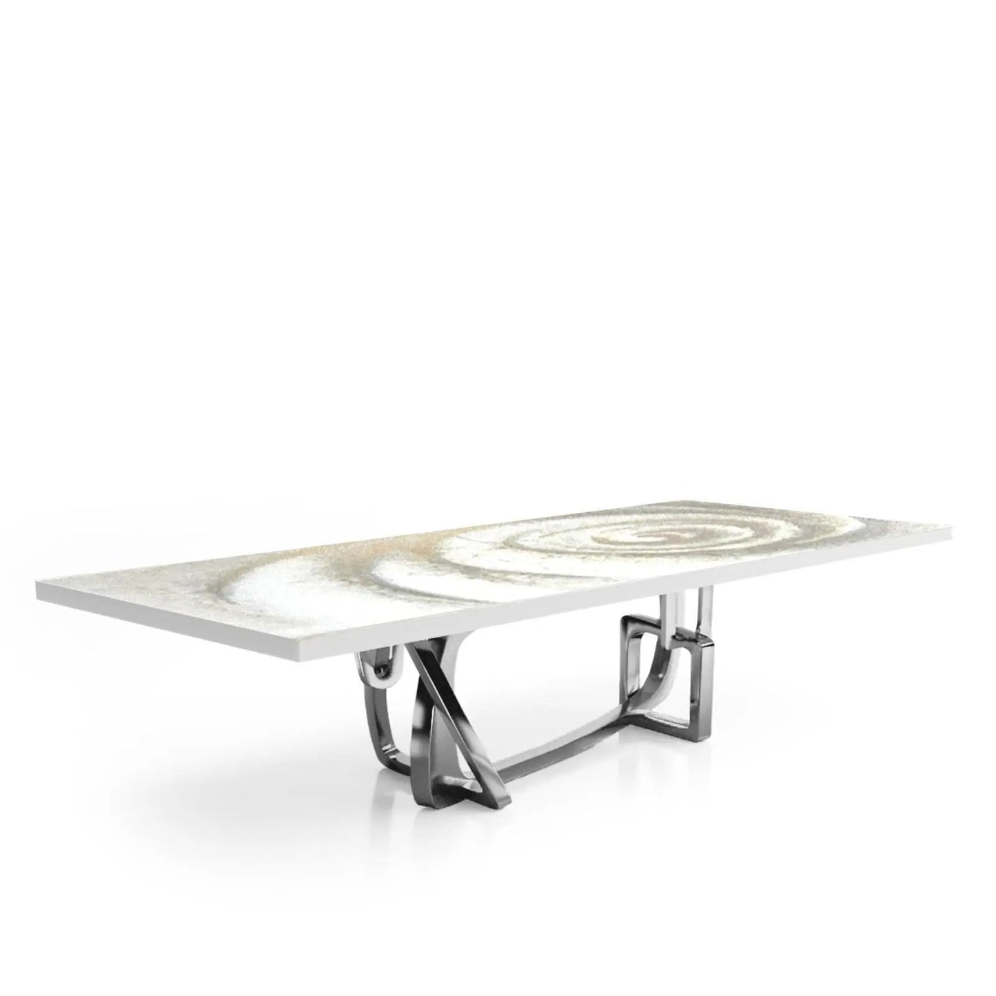 Flow Silver White Fiore Large Dining Table