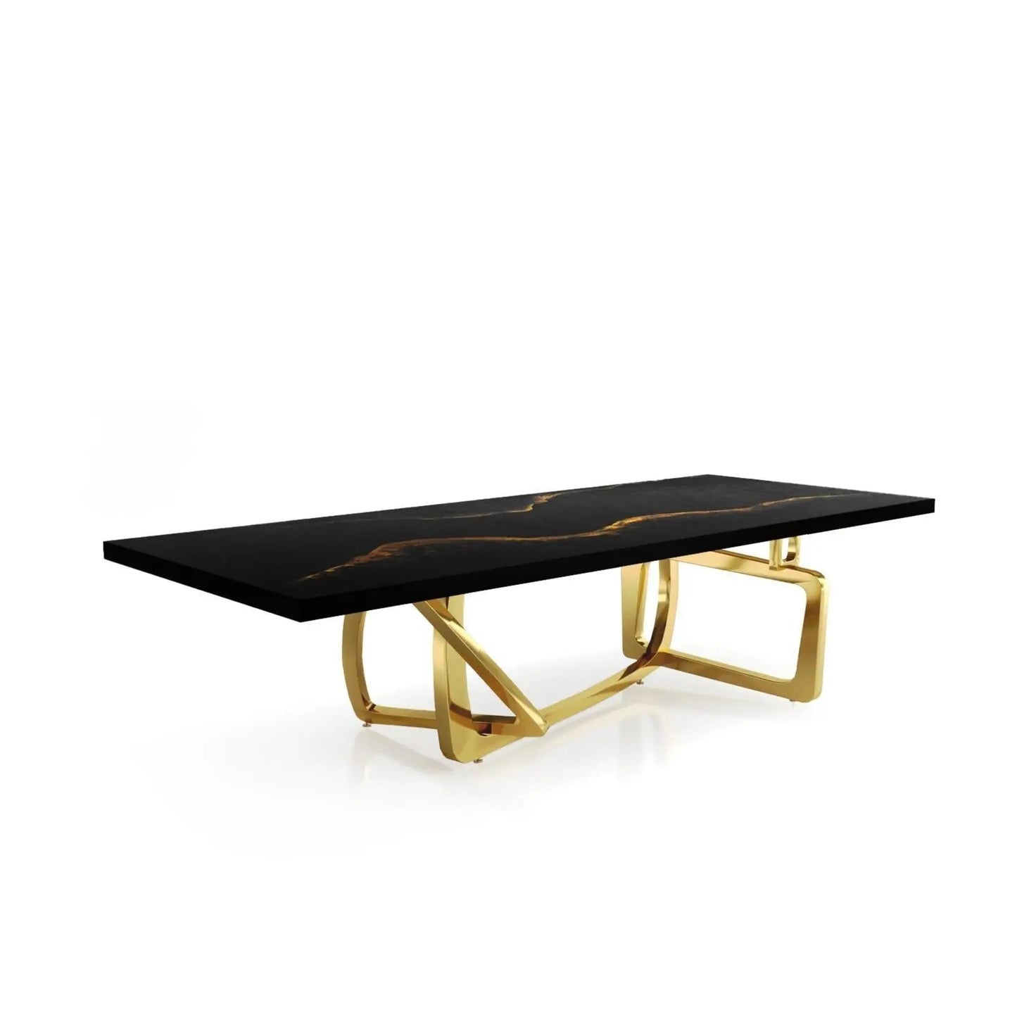Flow Titanium Gold Polished Stainless Steel Base Black Mountain Large Coffee Table