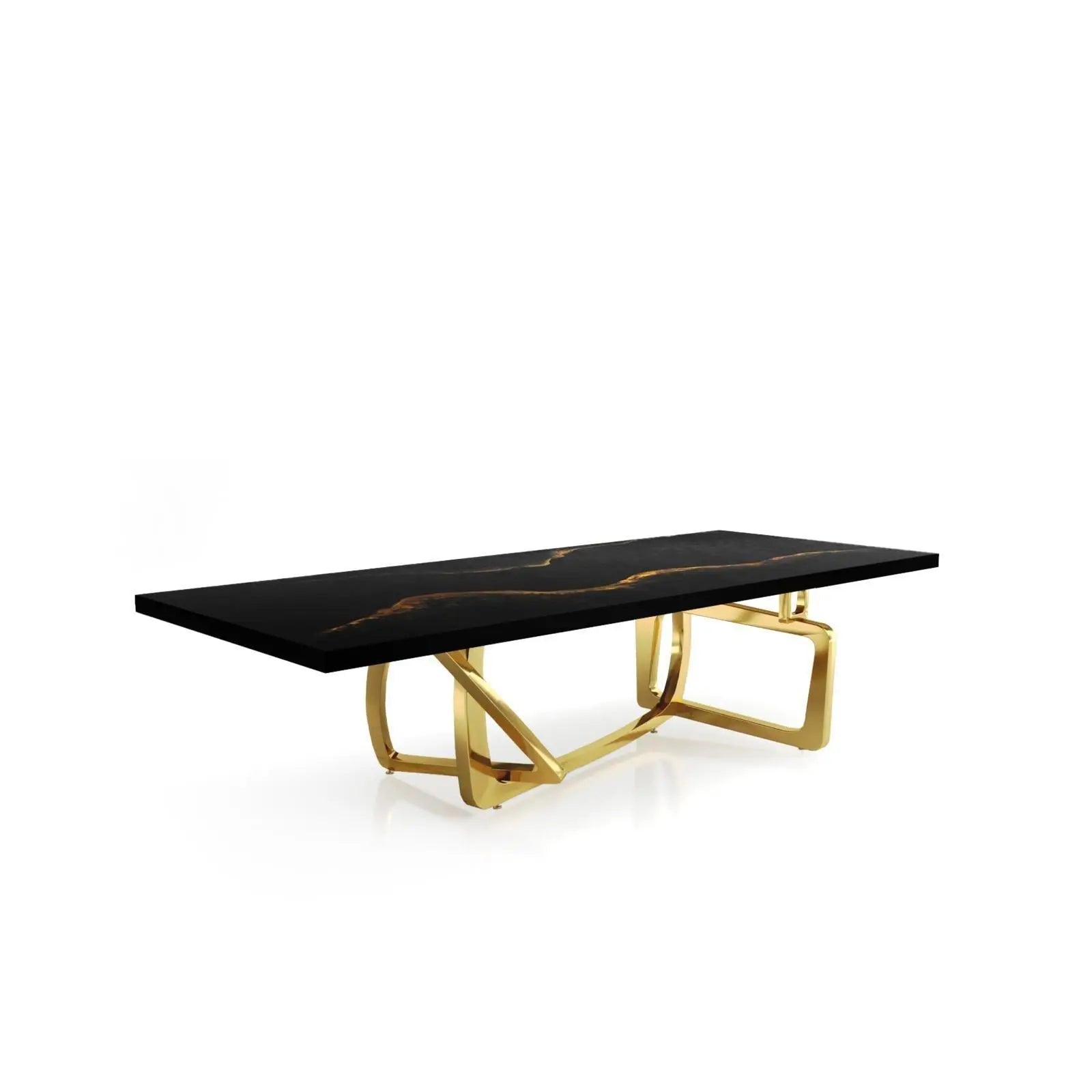 Flow Titanium Gold Polished Stainless Steel Base Black Mountain Small Coffee Table