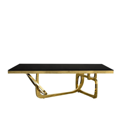 Flow Titanium Gold Coffee Table with Black Glass Top