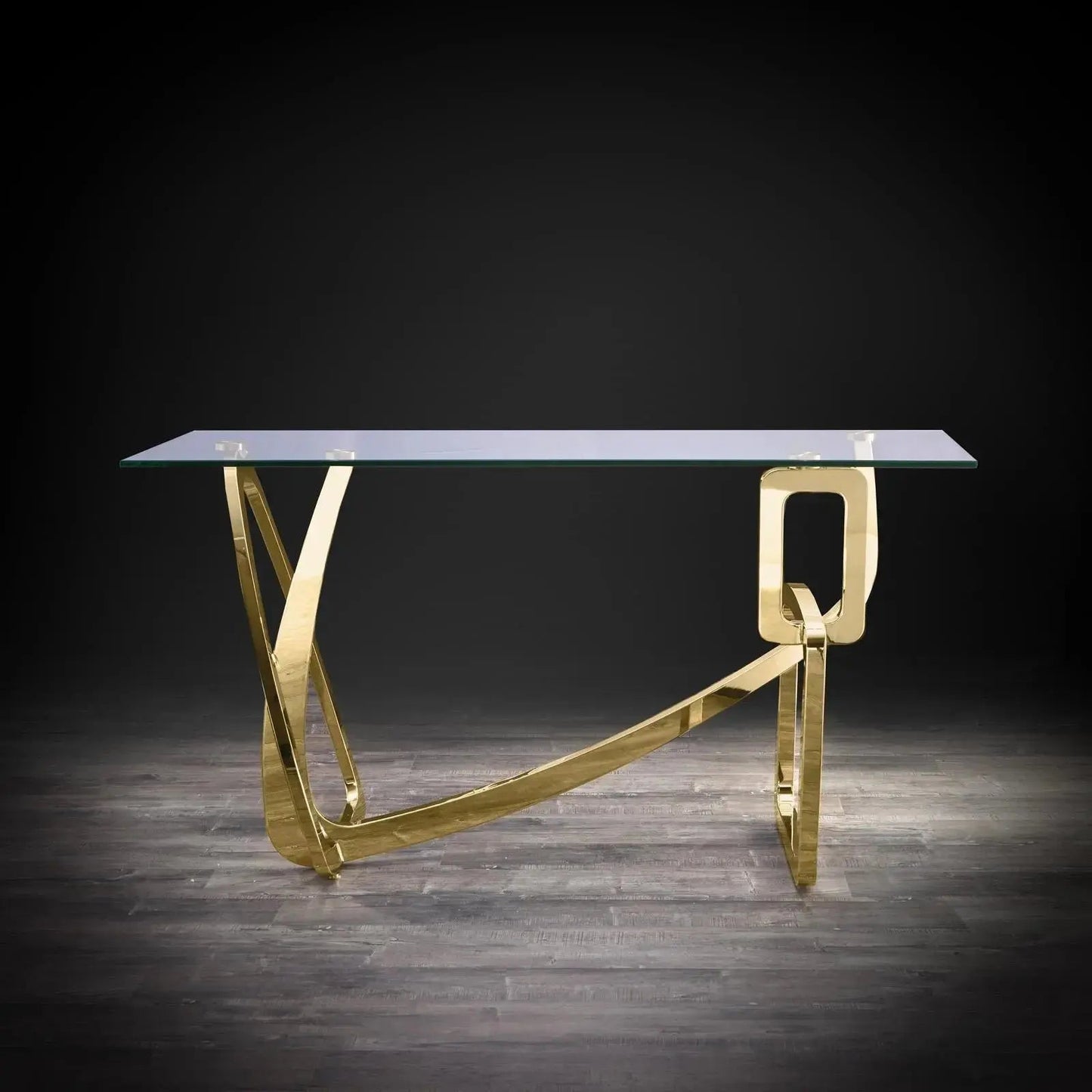 Flow Clear Glass Top Console Table for Minimalist Style