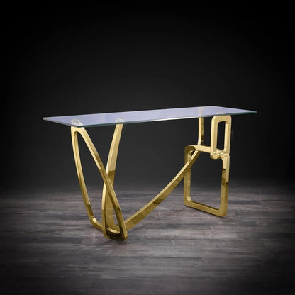 Flow Clear Glass Top Console Table for Minimalist Style