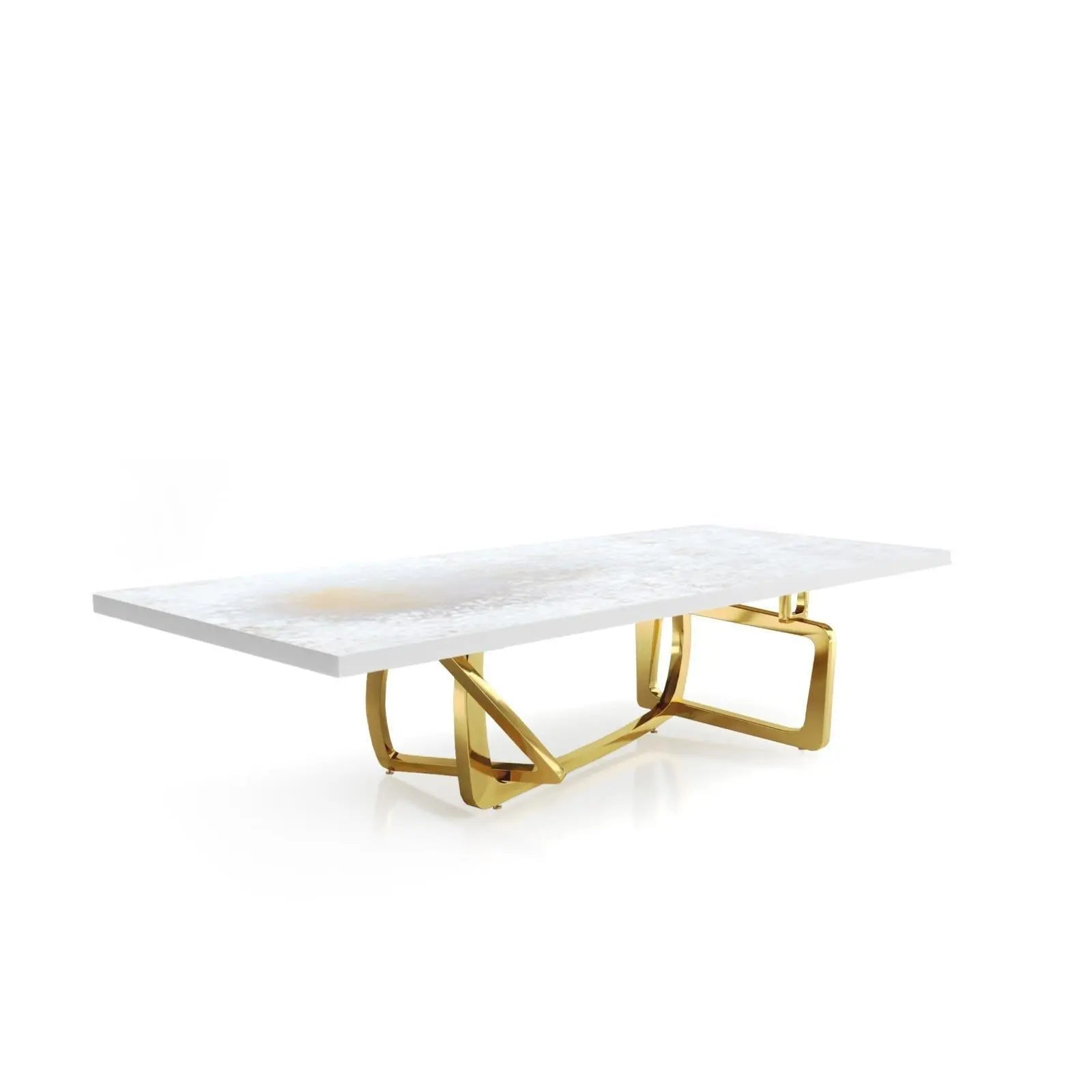 Flow Titanium Gold Polished Stainless Steel Base White Art Small Coffee Table