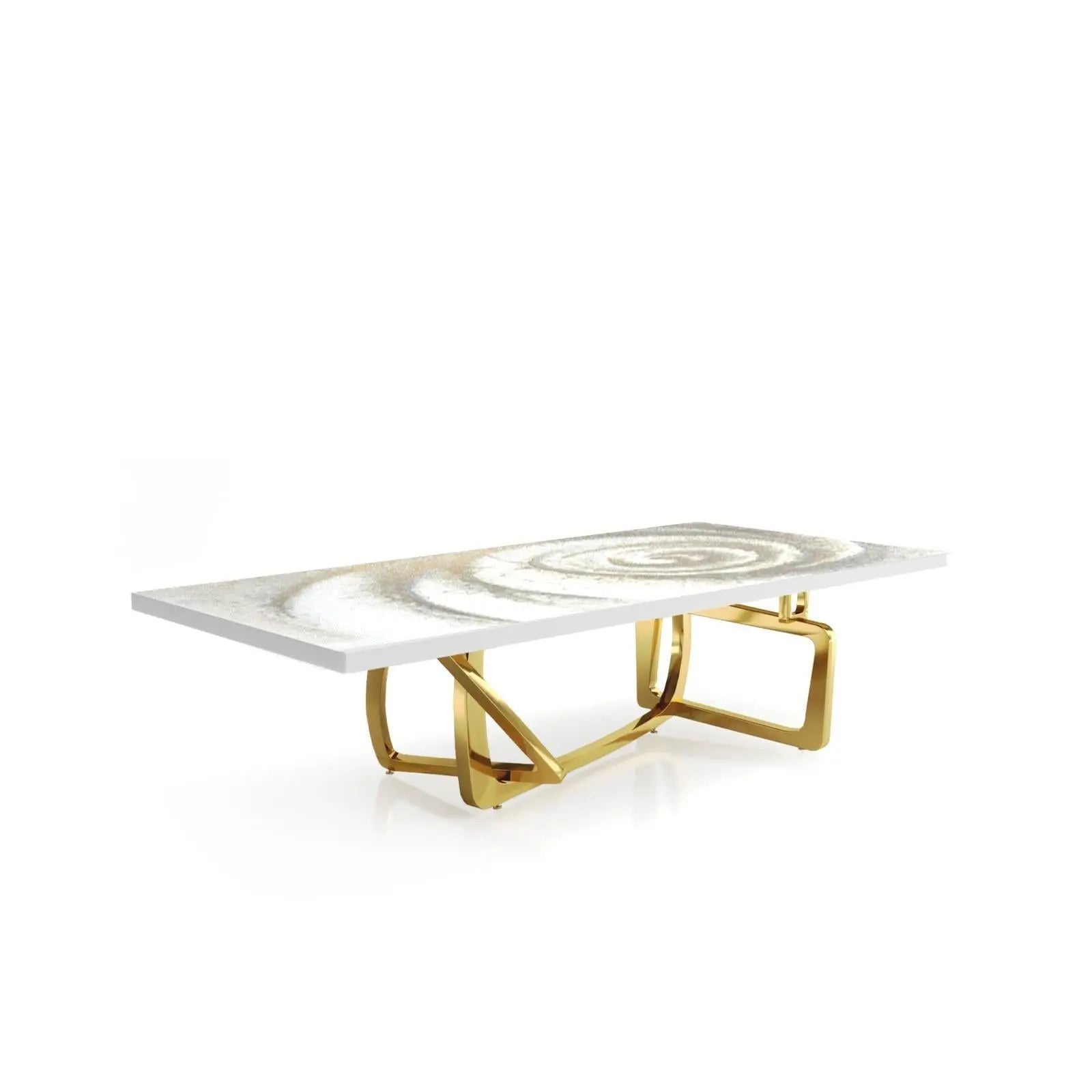 Flow Titanium Gold Polished Stainless Steel Base White Fiore Small Coffee Table