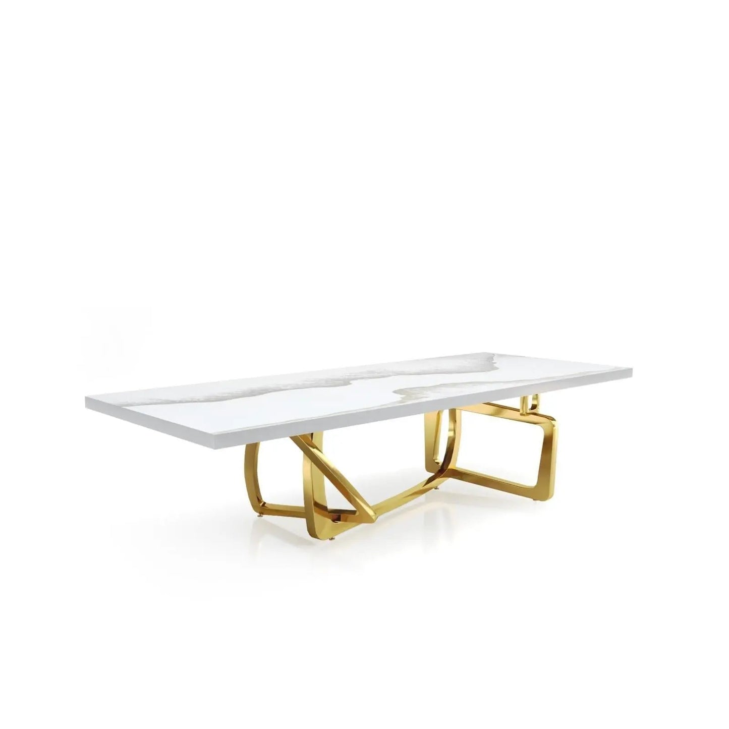 Flow Titanium Gold Polished Stainless Steel Base White Mountain Small Coffee Table