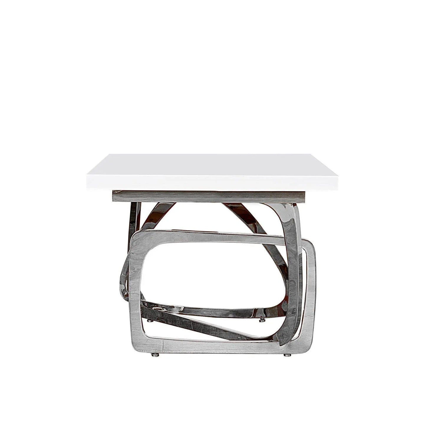 Flow White Silver End Table