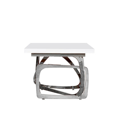 Flow White Silver End Table