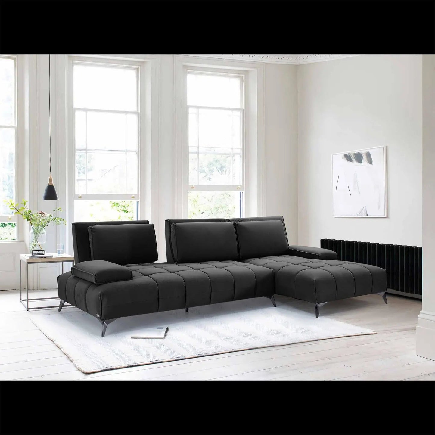 Francesco LAF Sofa Chaise Sectional – Black Base Edition