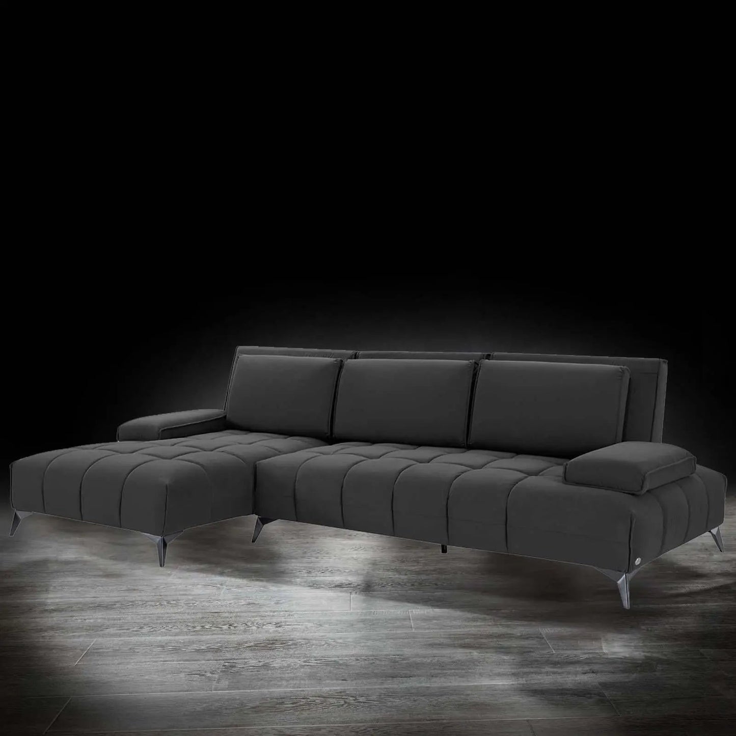 Francesco RAF Sofa Chaise Sectional | Sleek Black Base