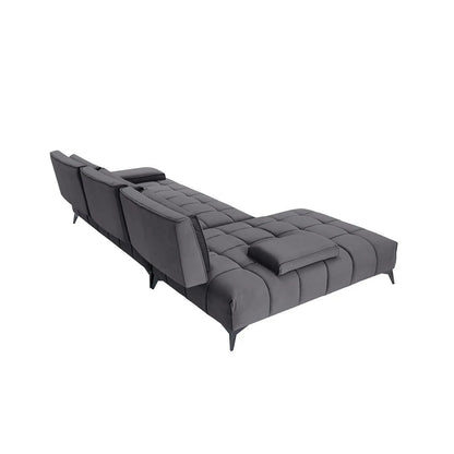 Francesco RAF Sofa Chaise Sectional | Sleek Black Base