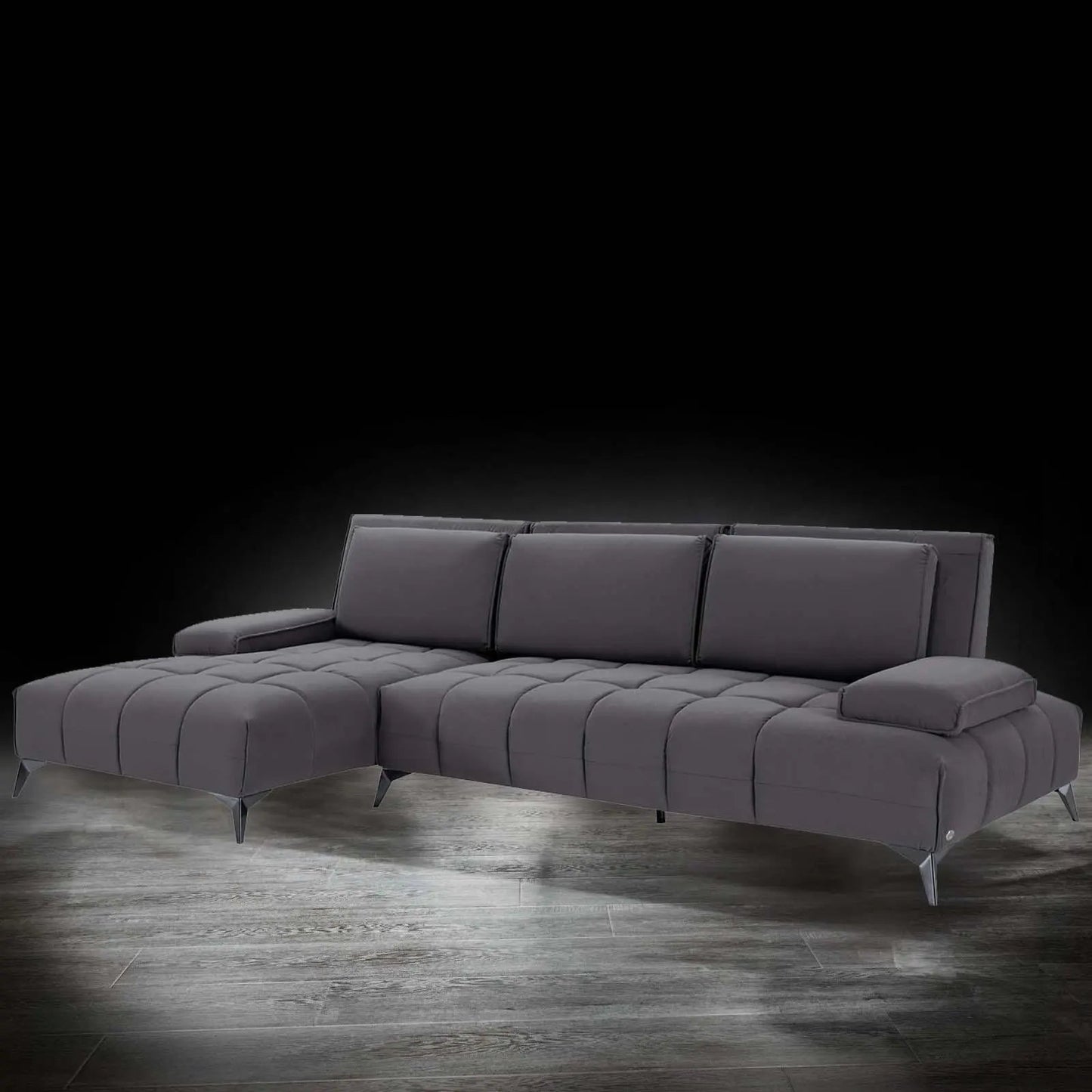 Francesco RAF Sofa Chaise Sectional | Sleek Black Base