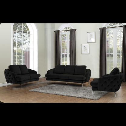 Giulia Silver Sofa Set – Black