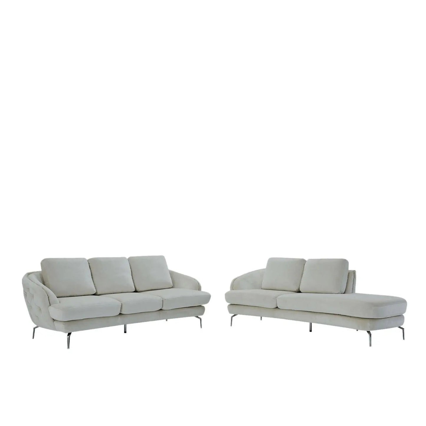 Giulia Silver Sofa Chaise Set – Beige