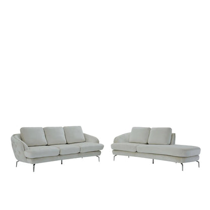 Giulia Silver Sofa Chaise Set – Beige