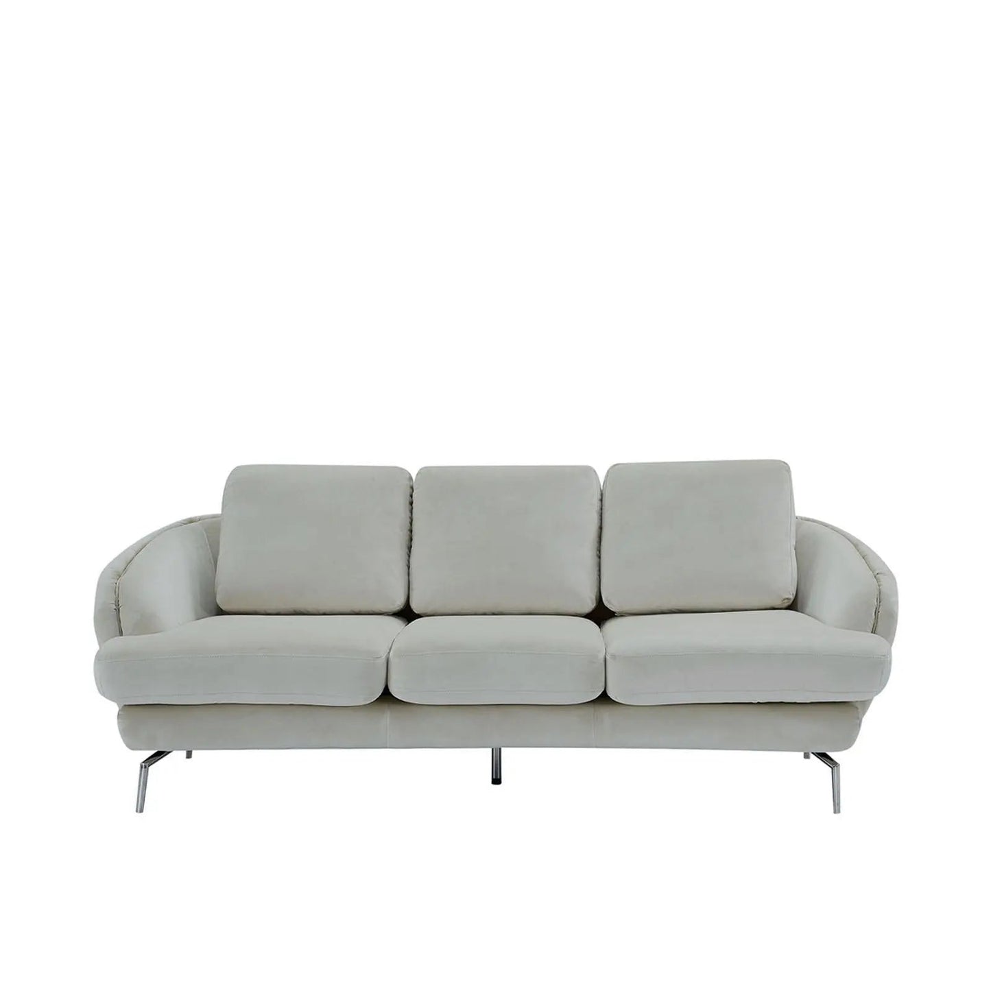 Giulia Chaise Polished Stainless Steel Base Beige Stylish Sofa Set RG