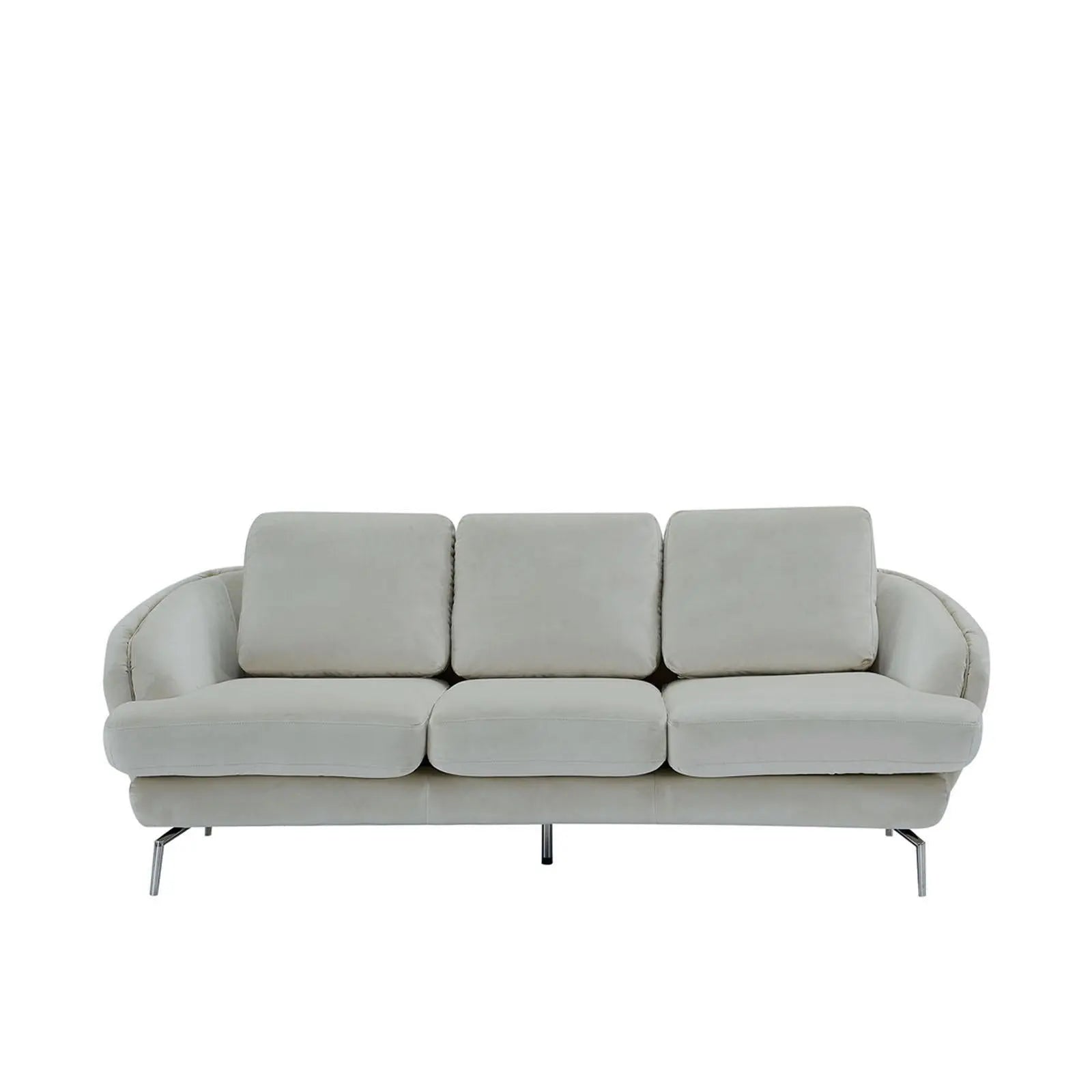 Giulia Chaise Polished Stainless Steel Base Beige Stylish Sofa Set RG