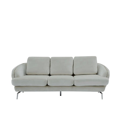 Giulia Chaise Polished Stainless Steel Base Beige Stylish Sofa Set RG