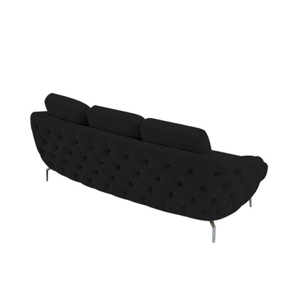 Giulia Silver Sofa Chaise Set – Black
