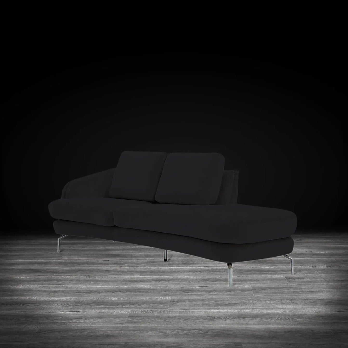 Giulia Silver Sofa Chaise Set – Black