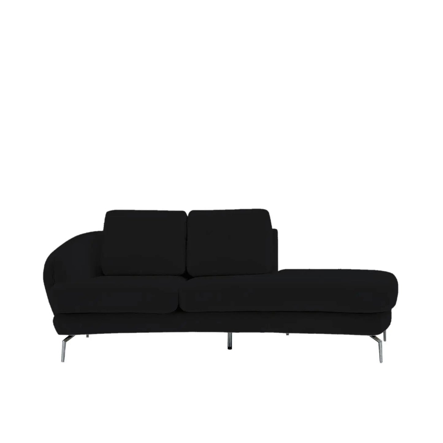 Giulia Chaise Polished Stainless Steel Base Black Modern Sofa Set RG