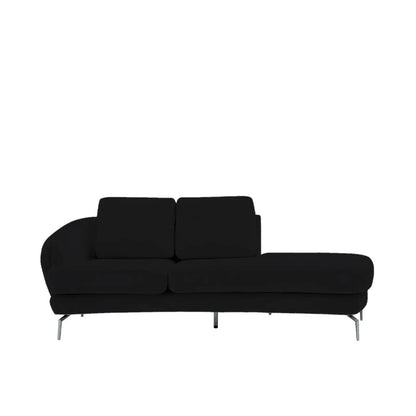 Giulia Chaise Polished Stainless Steel Base Black Modern Sofa Set RG
