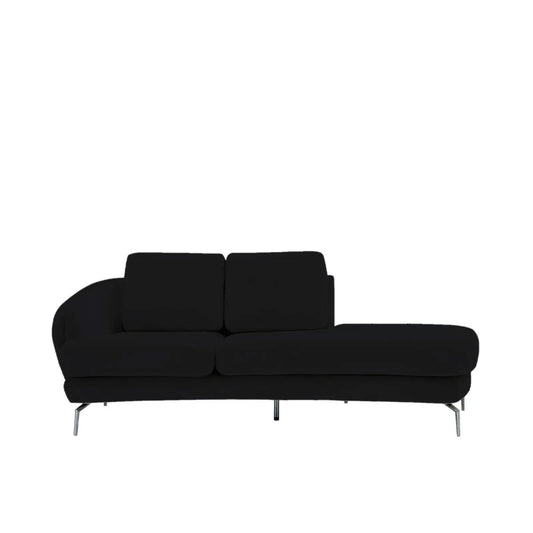 Giulia Chaise Polished Stainless Steel Base Black Modern Sofa Set RG