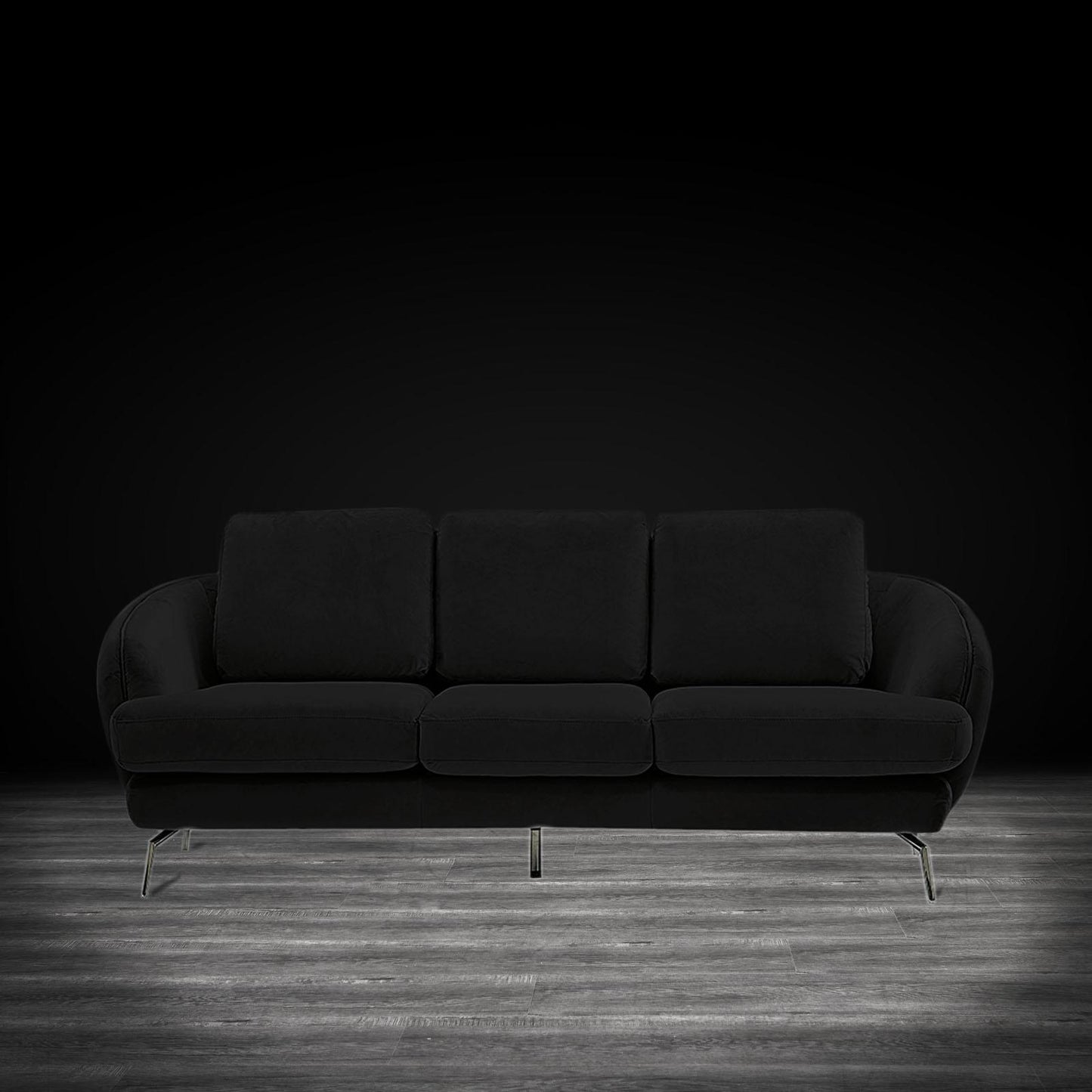 Giulia Silver Sofa Chaise Set – Black