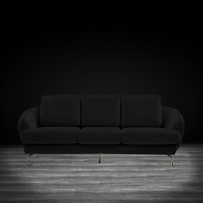 Giulia Silver Sofa Chaise Set – Black