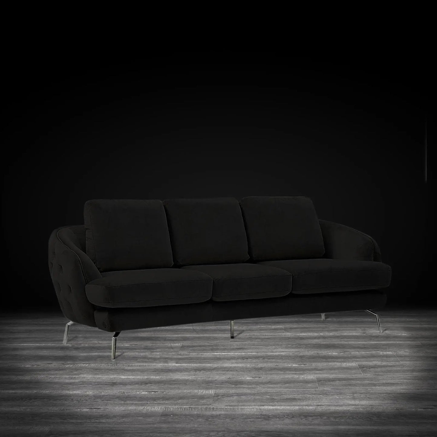 Giulia Silver Sofa Chaise Set – Black