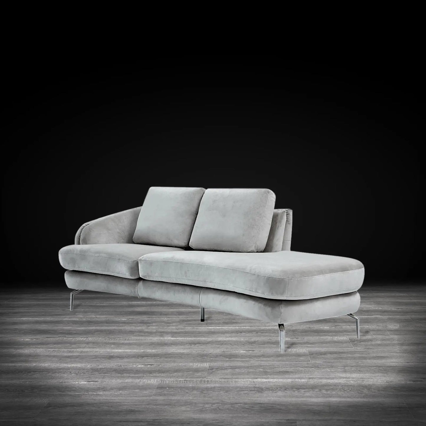 Giulia Silver Sofa Chaise Set – Light Gray