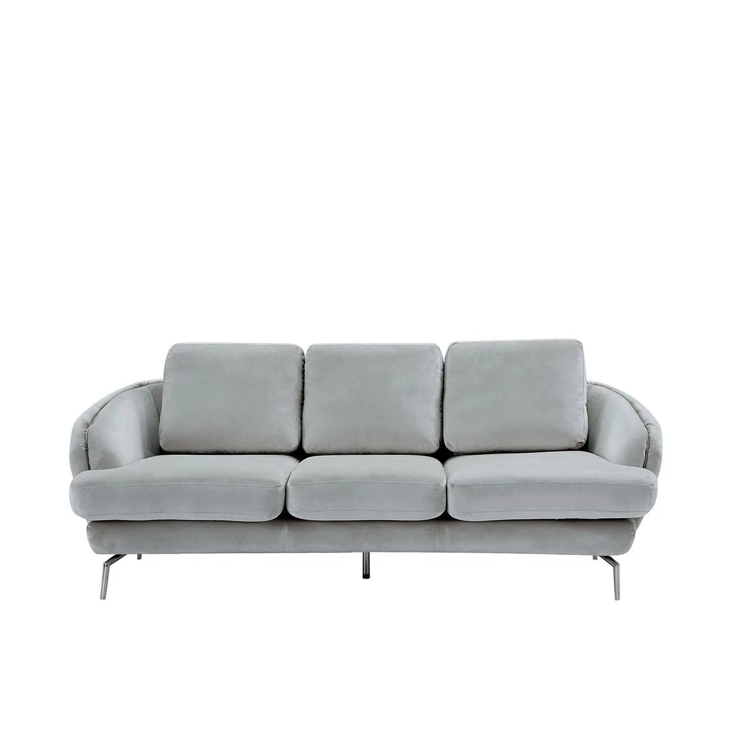 Giulia Chaise Polished Stainless Steel Base Light Gray Stylish Sofa Set RG