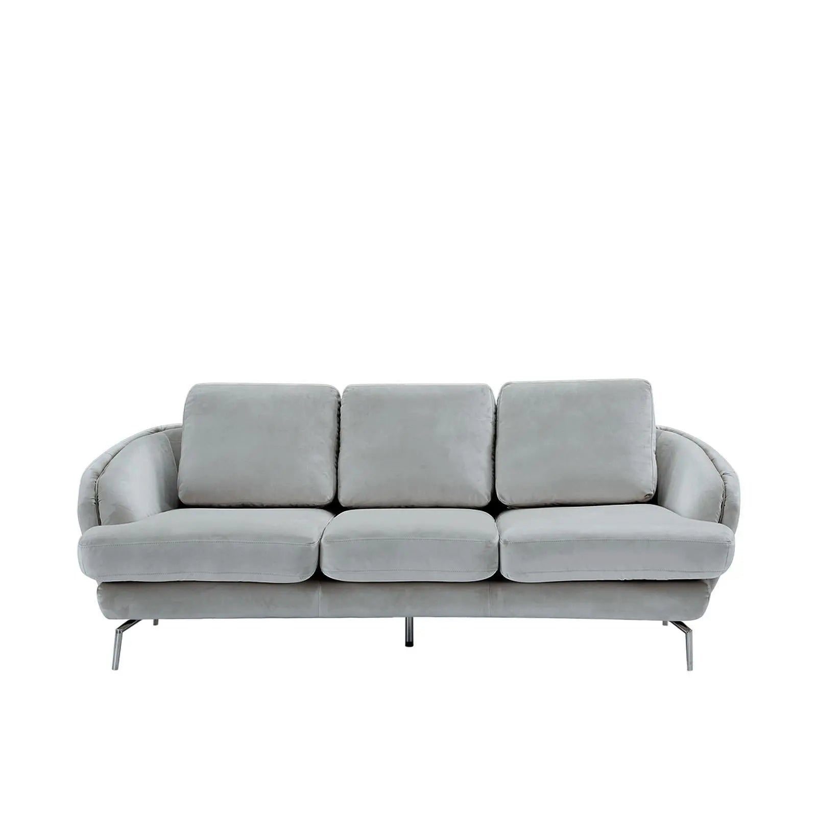 Giulia Chaise Polished Stainless Steel Base Light Gray Stylish Sofa Set RG