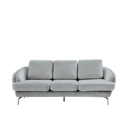 Giulia Chaise Polished Stainless Steel Base Light Gray Stylish Sofa Set RG