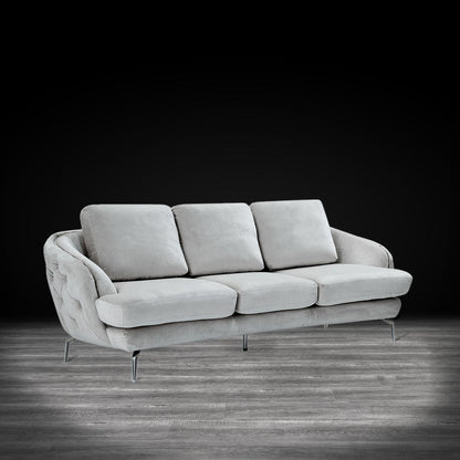 Giulia Silver Sofa Chaise Set – Light Gray