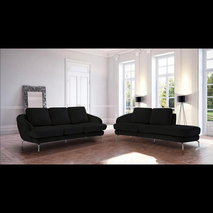 Giulia Silver Sofa Chaise Set – Black