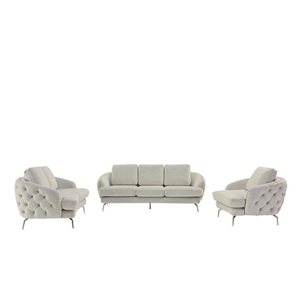 Giulia Silver Sofa Set – Beige