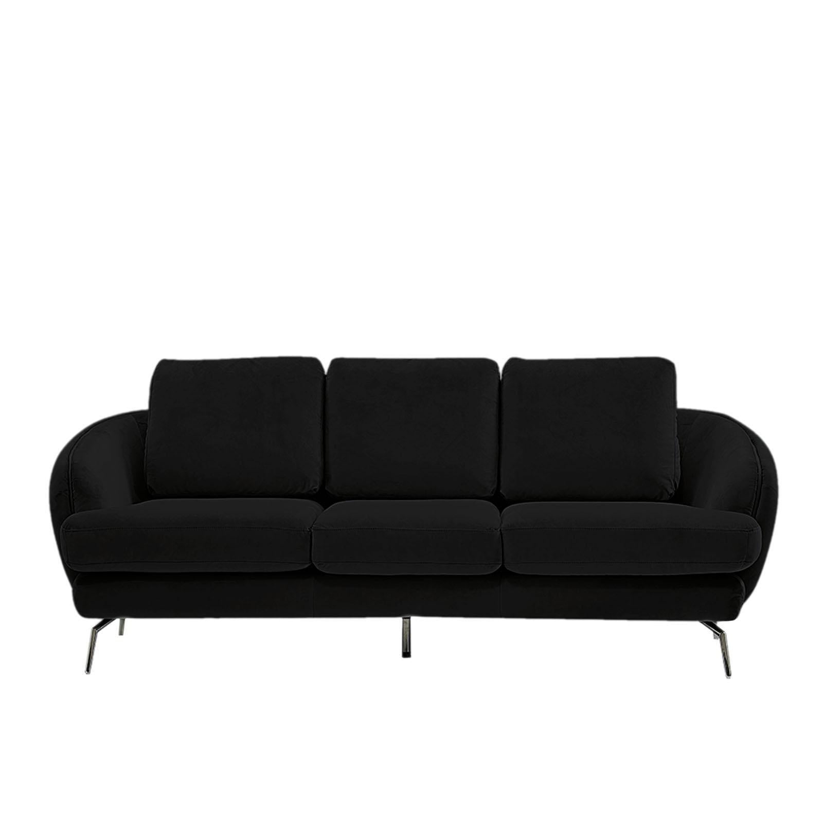 Giulia Sofa Polished Stainless Steel Base Black Sofa Set RG