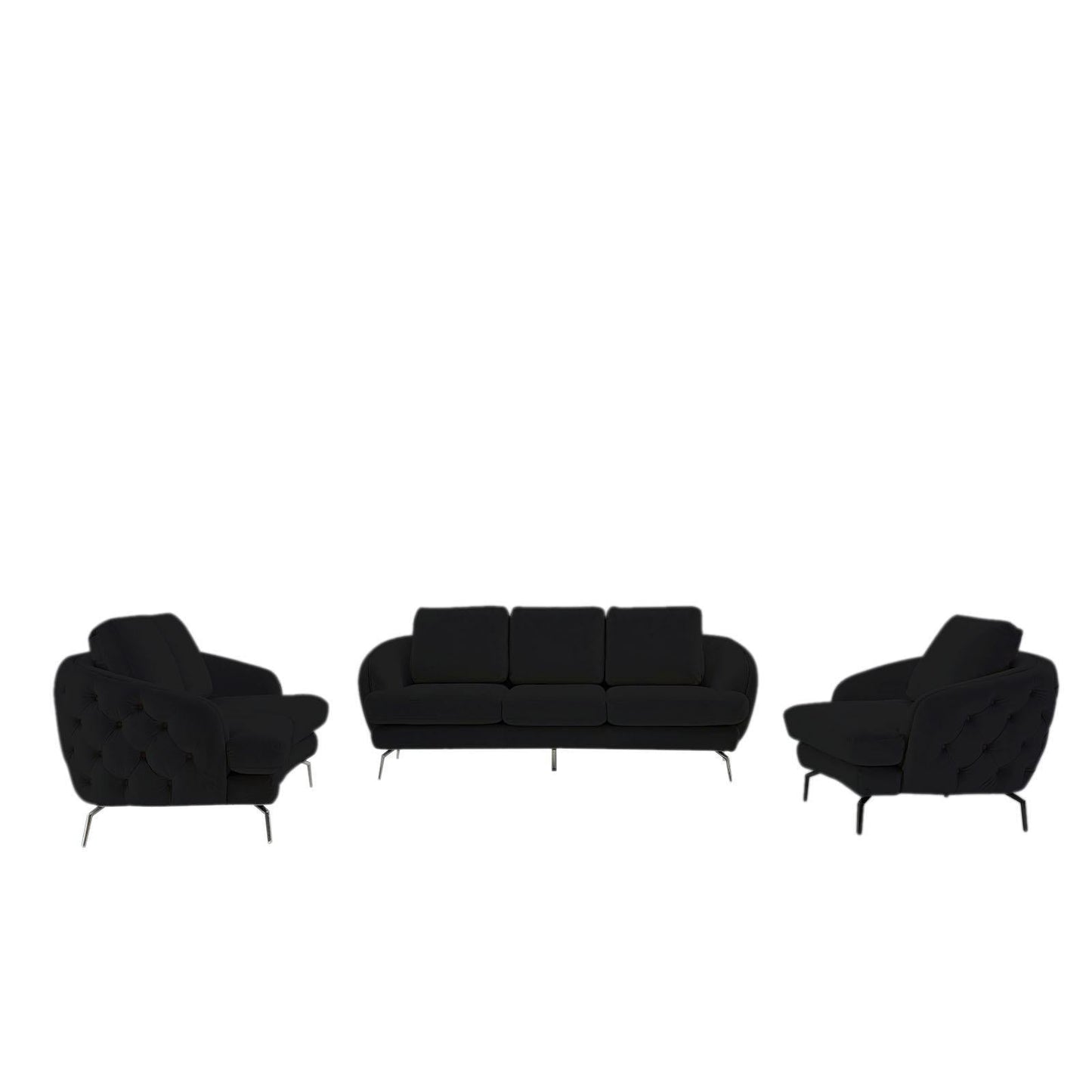 Giulia Silver Sofa Set – Black