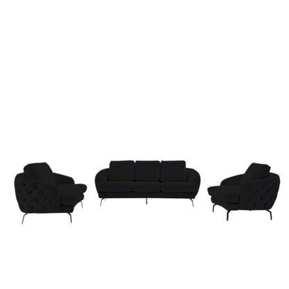Giulia Silver Sofa Set – Black