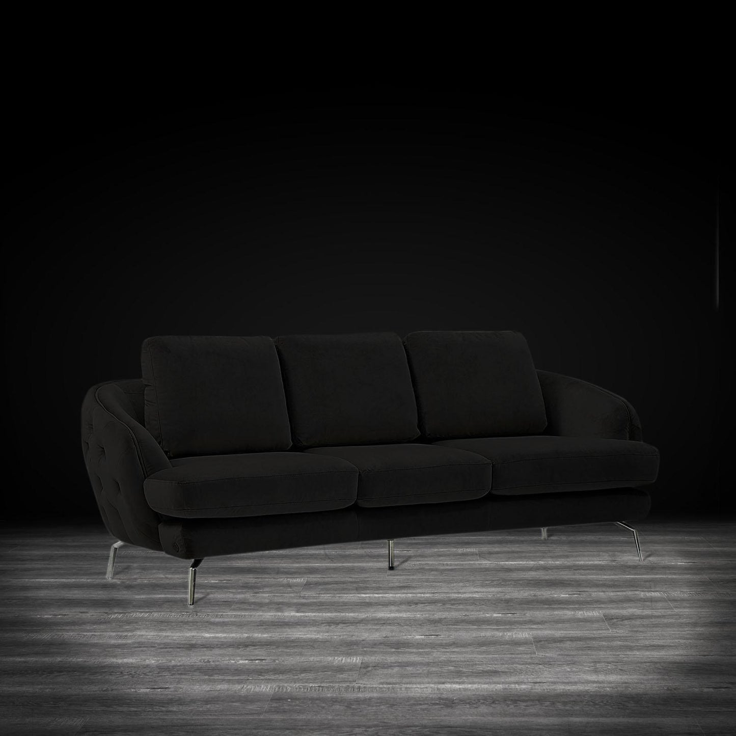 Giulia Silver Sofa Set – Black
