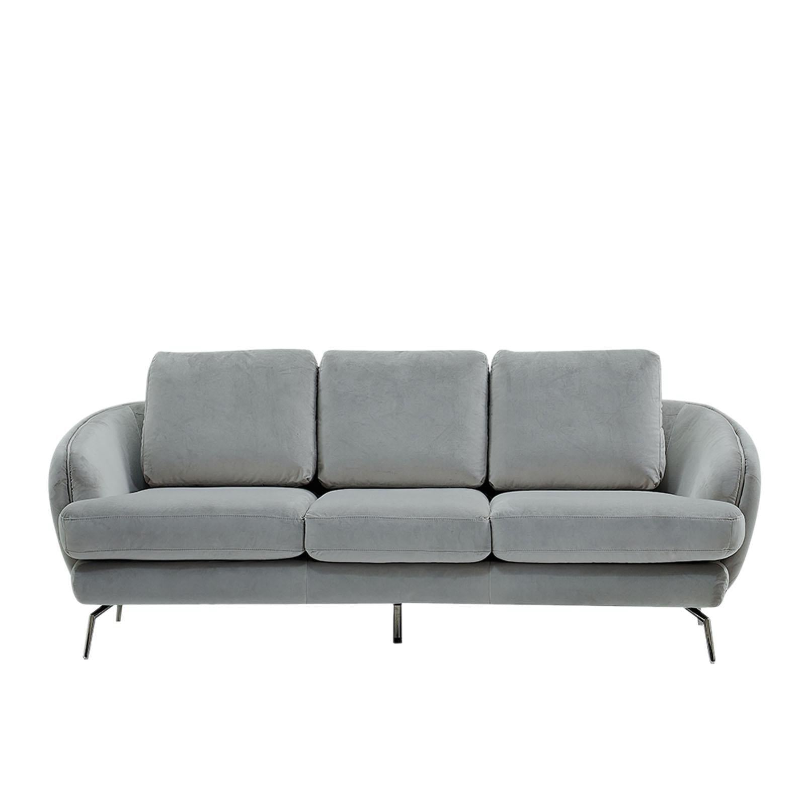 Giulia Sofa Polished Stainless Steel Base Light Gray Modern Sofa Set RG