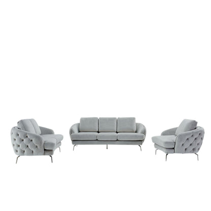 Giulia Silver Sofa Set – Light Gray