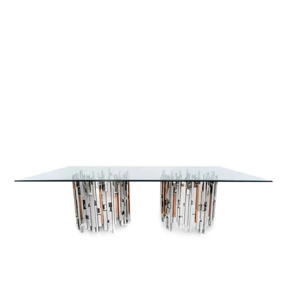 Illusion Rect Silver Dining Table