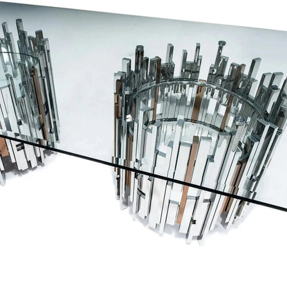 Illusion Rectangular Dining Table with Round Base