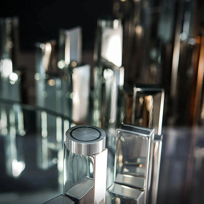 Illusion Rectangular Dining Table with Round Base