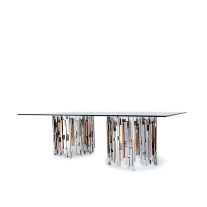 Illusion Rectangular Dining Table with Round Base